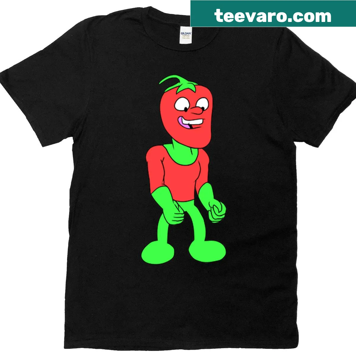 Illustrated T-shirt featuring a playful character called Pepper Boy — on a men's t-shirt