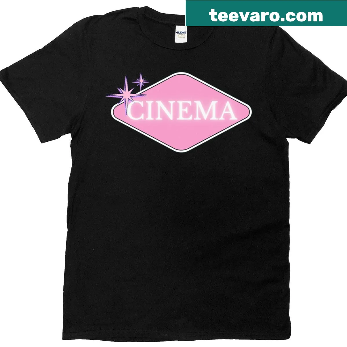 Elegant graphic of cinema elements on a pink T-shirt — on a men's t-shirt