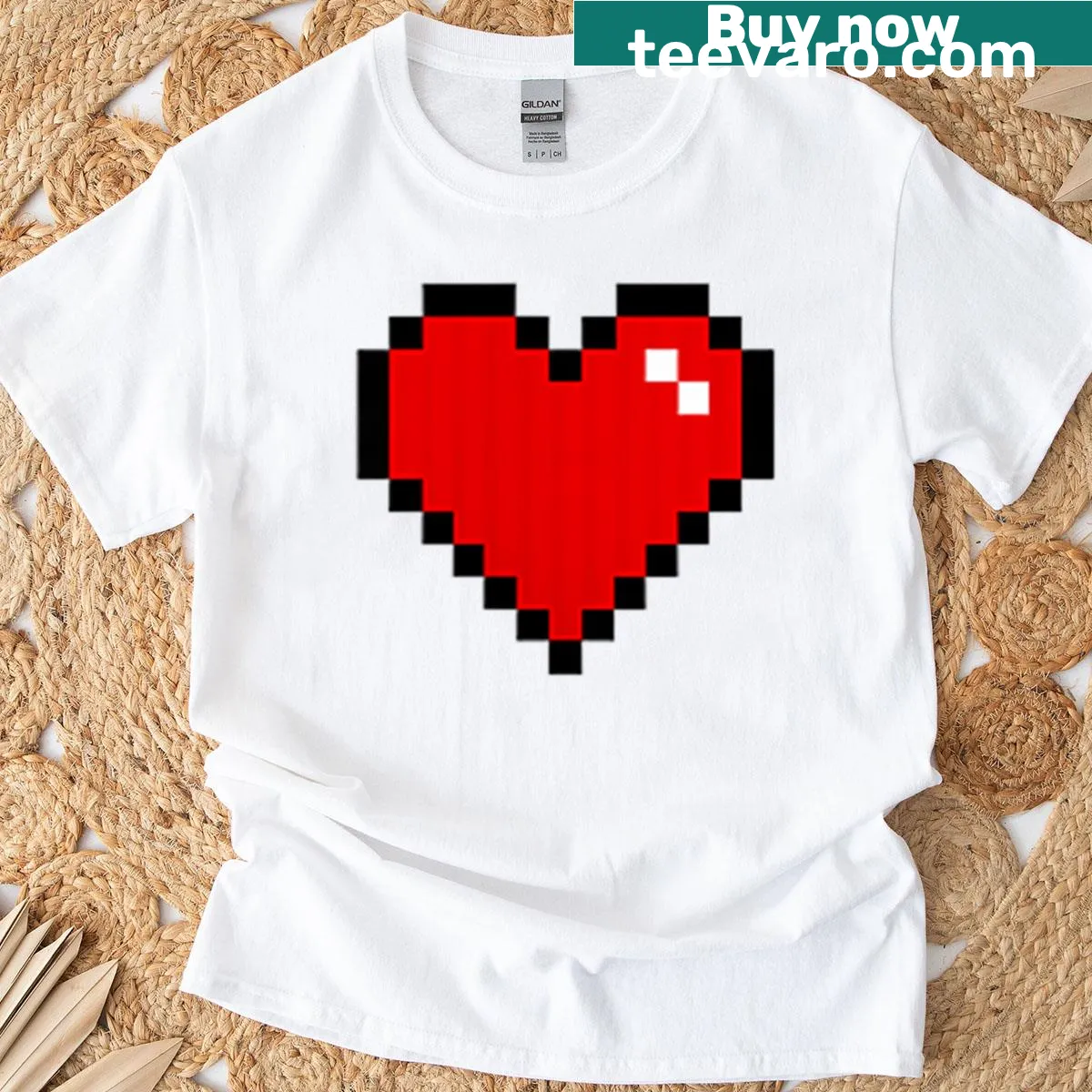 Pixelated heart graphic on T-shirt symbolizing love — on a men's t-shirt