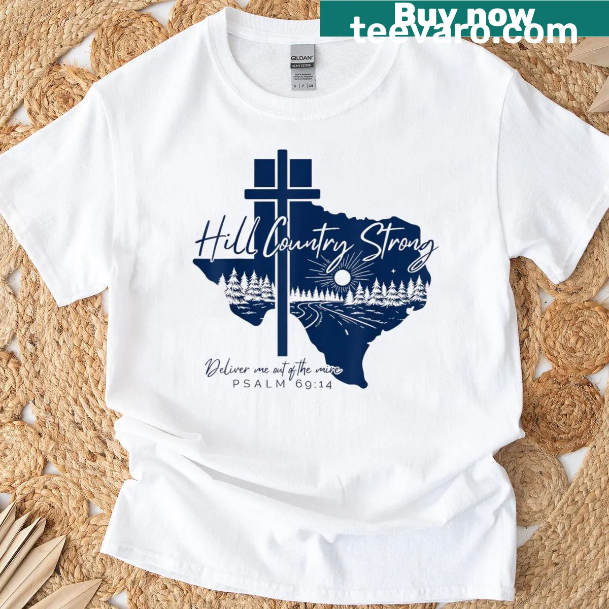 T-shirt with a bold message supporting Texas Hill Country — on a men's t-shirt