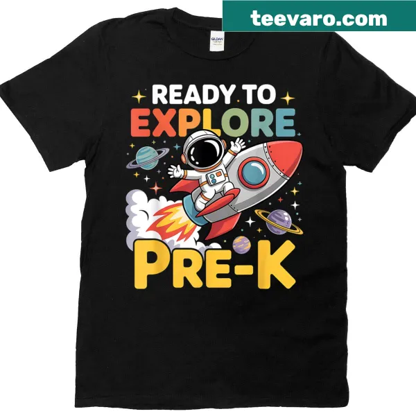 Kids T-shirt with a playful rocket ship graphic for pre-k explorers