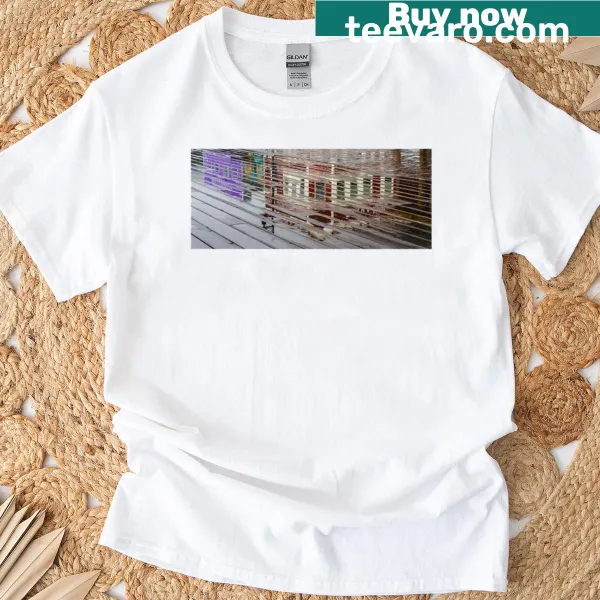 Juneau Wharf T-shirt featuring tranquil reflections graphic