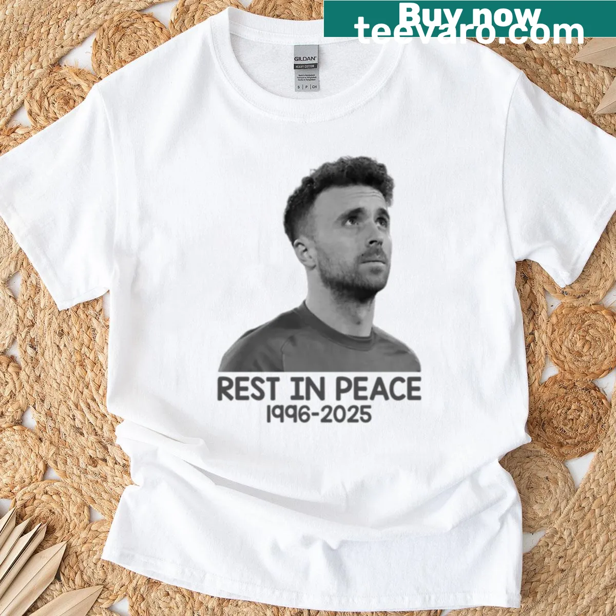 Tribute design with 'Rest In Peace 1996-2025 Diogo Jota' on a t-shirt — on a men's t-shirt