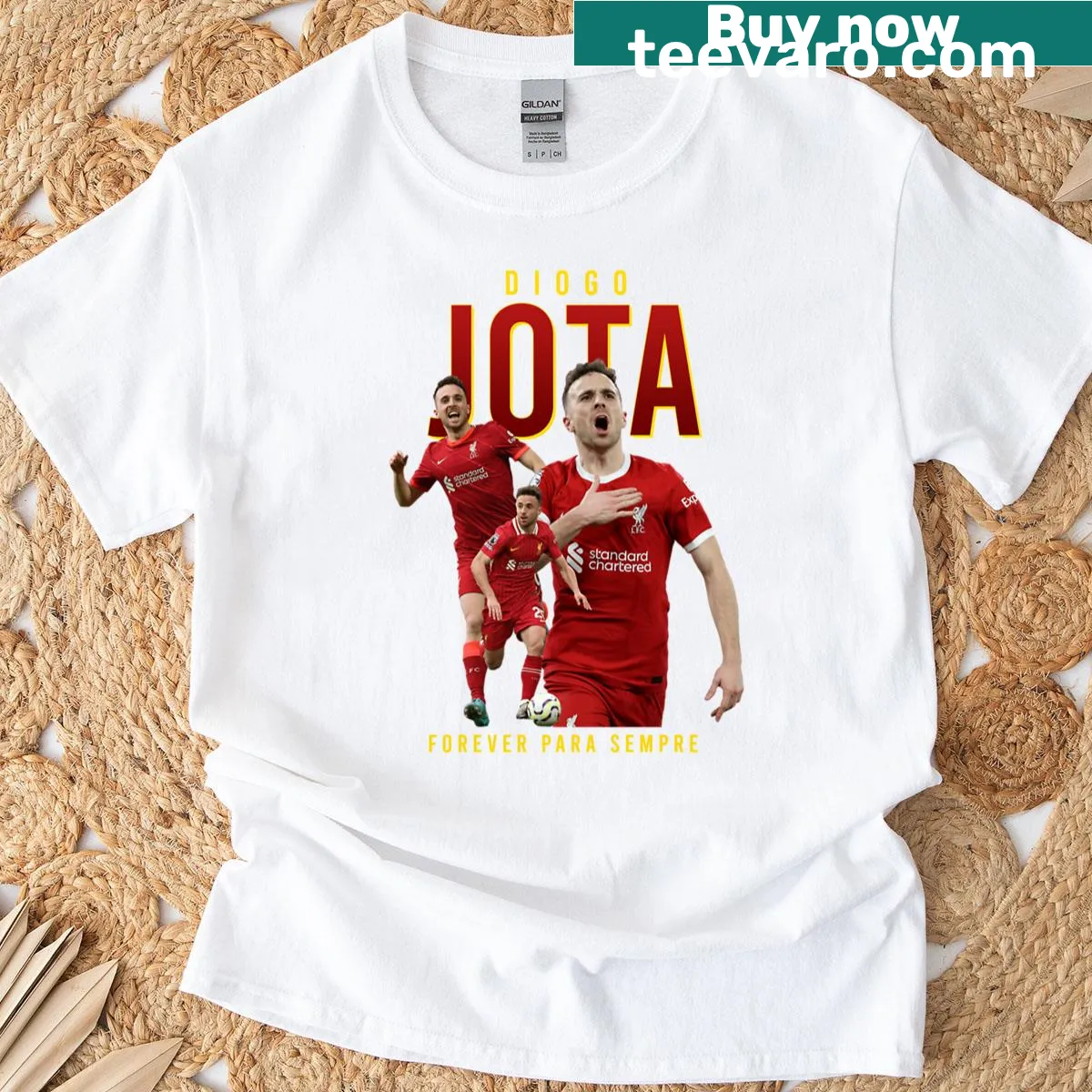 In memoriam design with 'Rest In Peace Diogo Jota' on a t-shirt — on a men's t-shirt