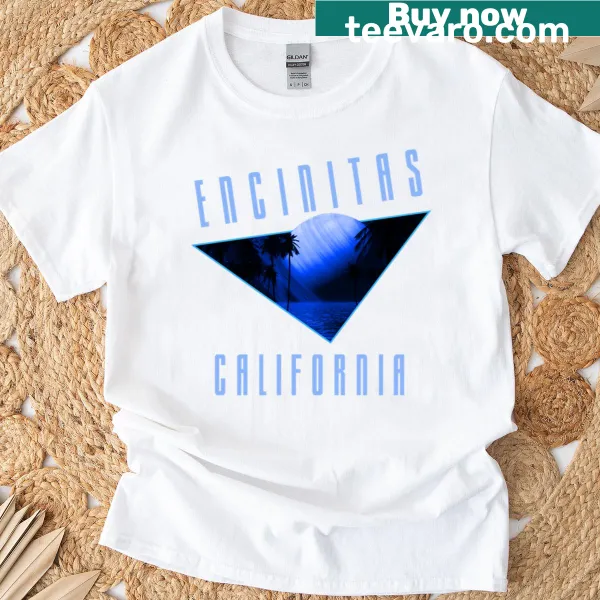 Retro Encinitas California shirt with pastel blue text