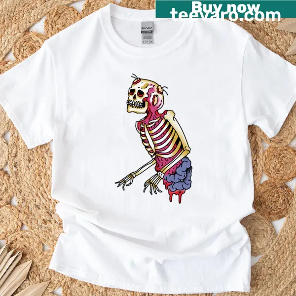 T-shirt with graphic of a rotting zombie in horror style