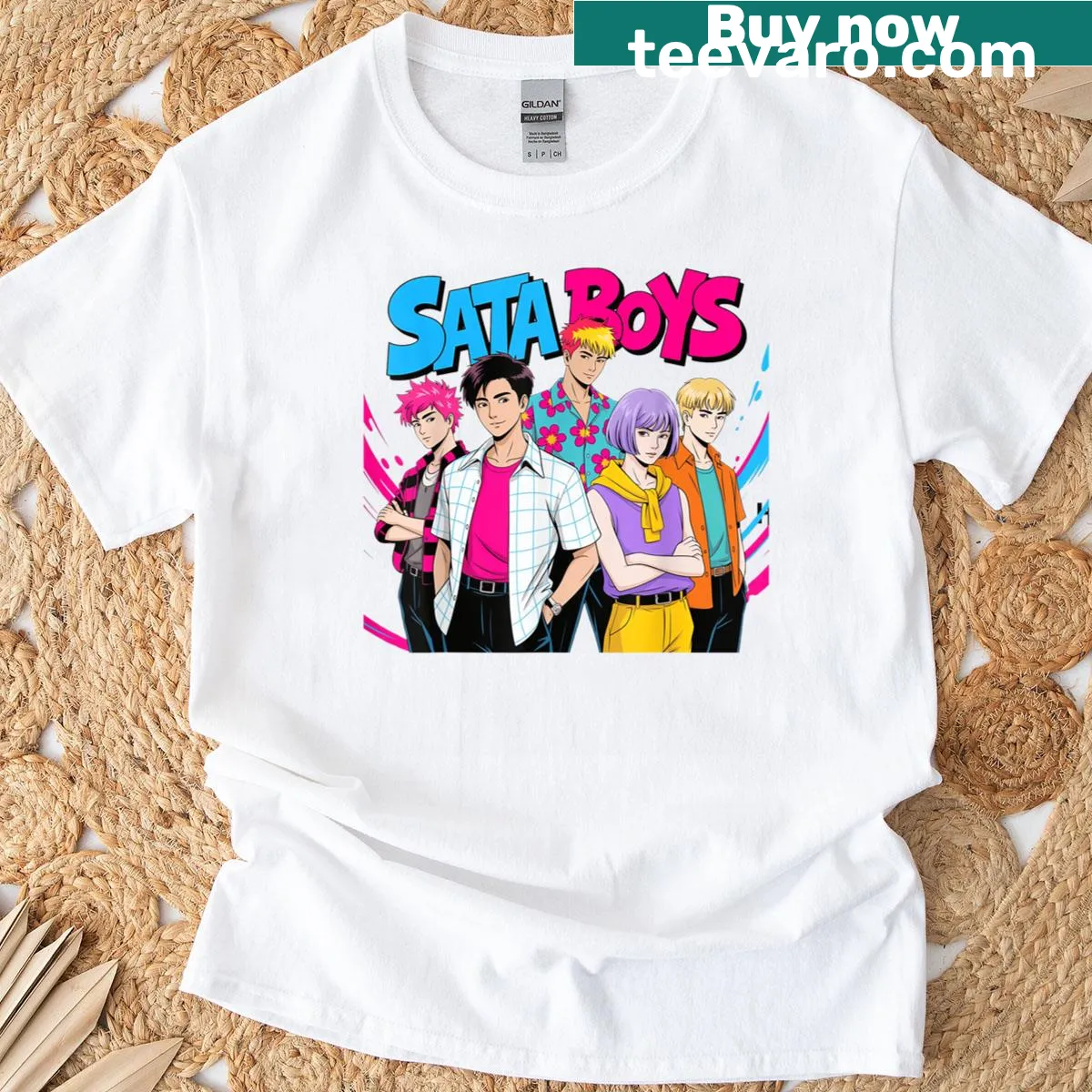 Officially licensed T-shirt featuring Saja Boy character — on a men's t-shirt