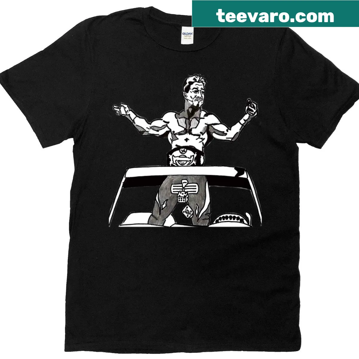 Illustrative design of Eddi3 Guerrer0 on a creative T-shirt — on a men's t-shirt