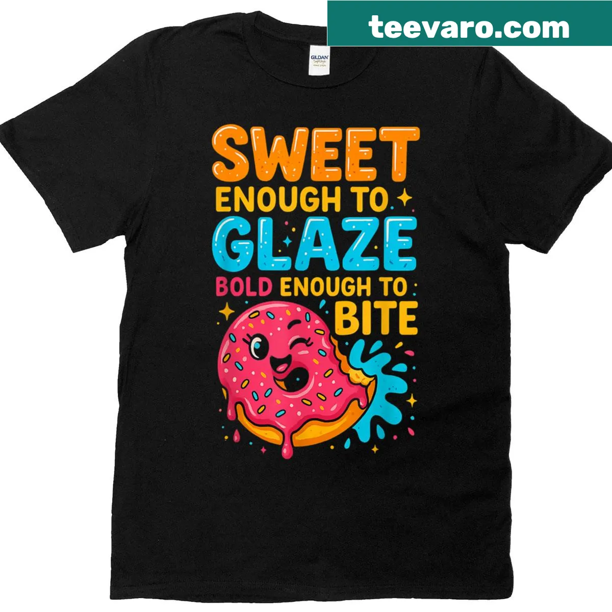 Funny quote t-shirt featuring a donut design — on a men's t-shirt