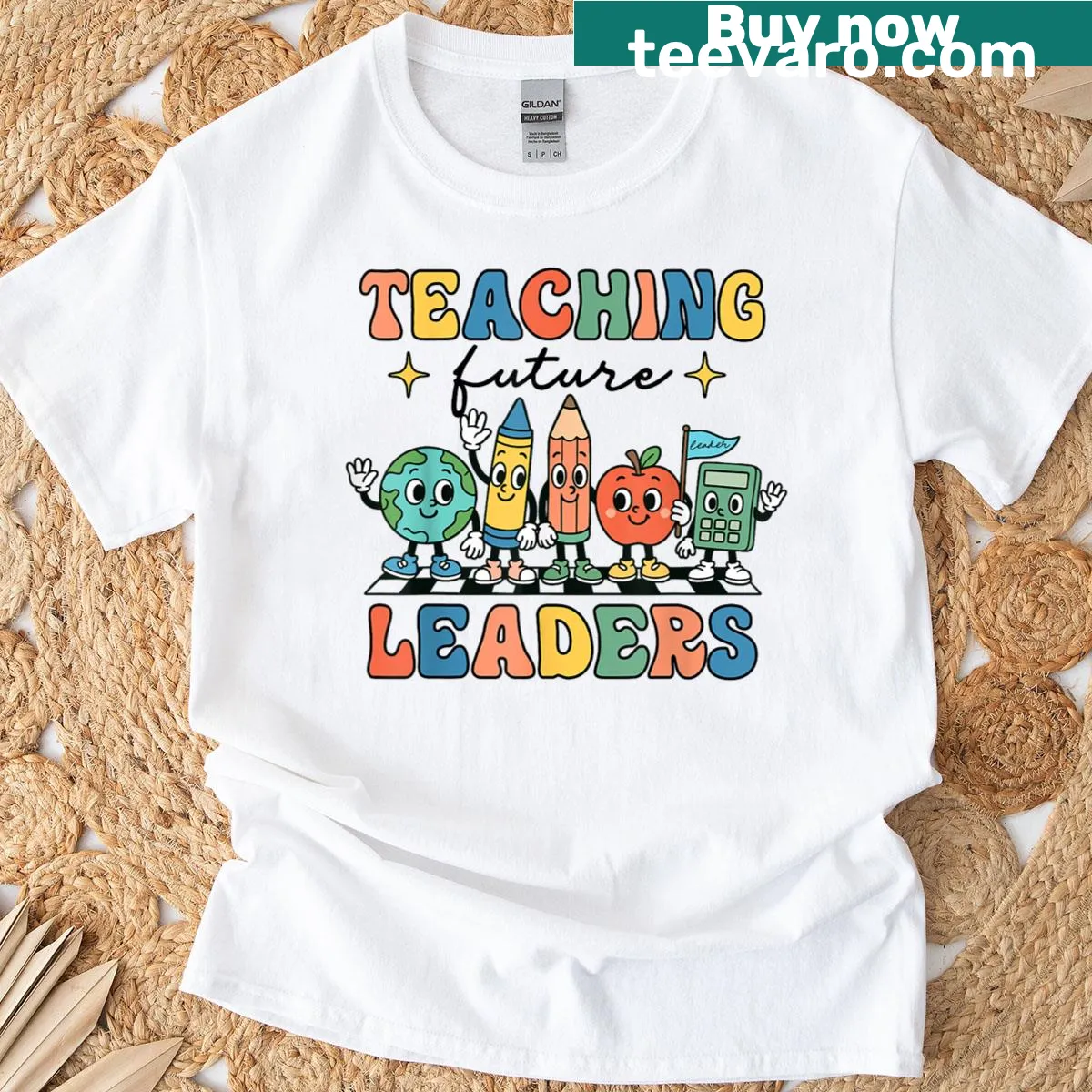 Playful teacher t-shirt with the phrase 'Teaching Future Leaders' — on a men's t-shirt