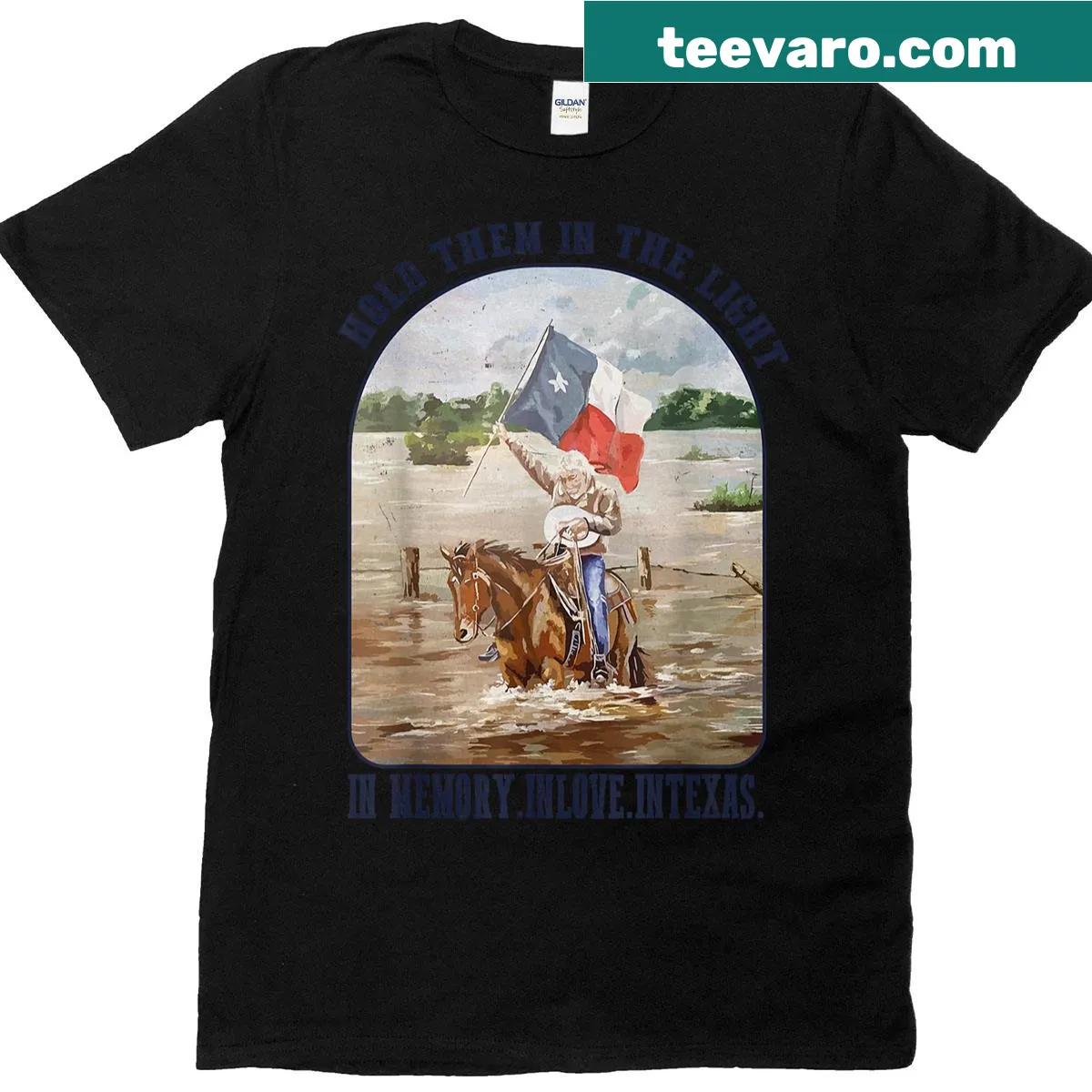 Texas Strong T-shirt supporting Hill Country flooding survivors — on a men's t-shirt