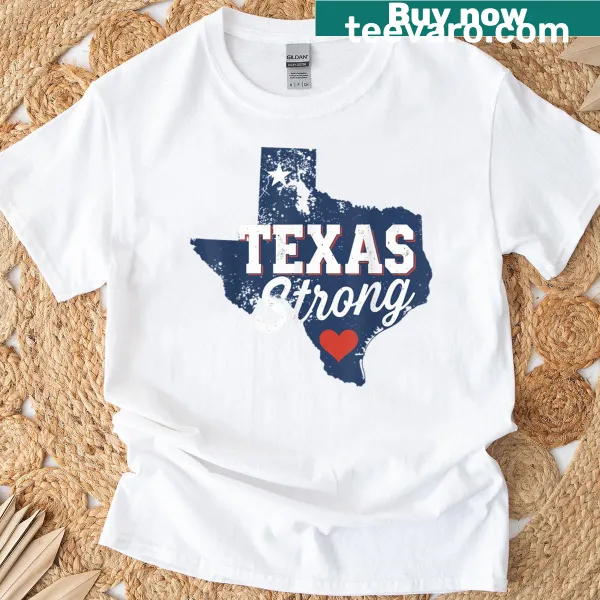 Typography T-shirt with the message 'Pray For Texas' in bold letters.