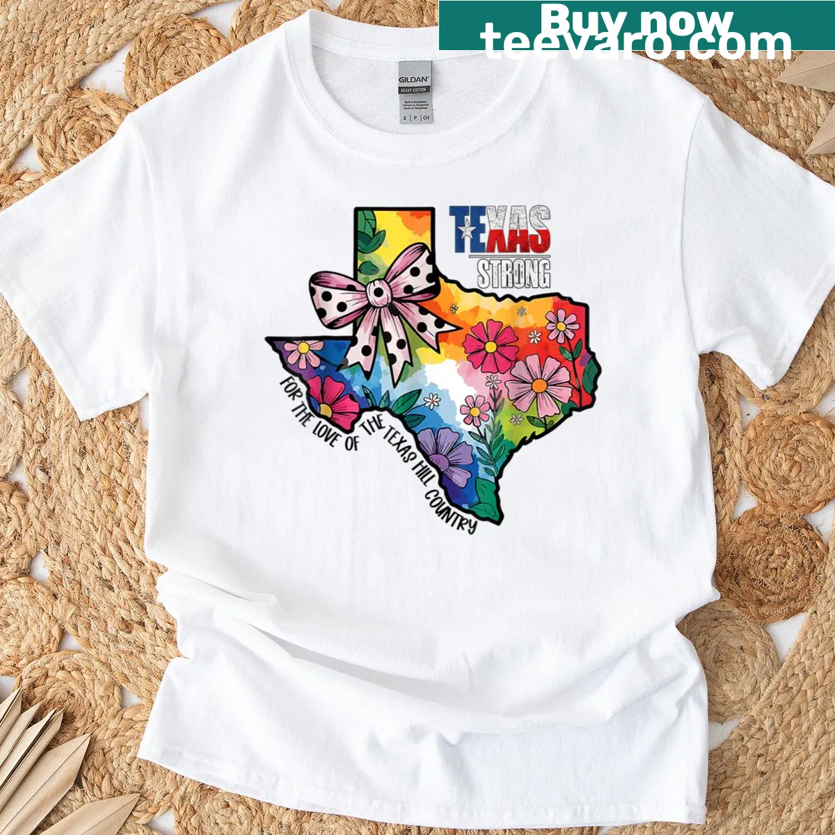 Texas-themed t-shirt with 'Stronger Than The Storm' design — on a men's t-shirt
