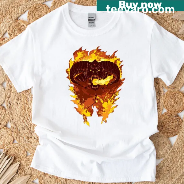 Illustration of the Balrog, a mythical creature, on a T-shirt.
