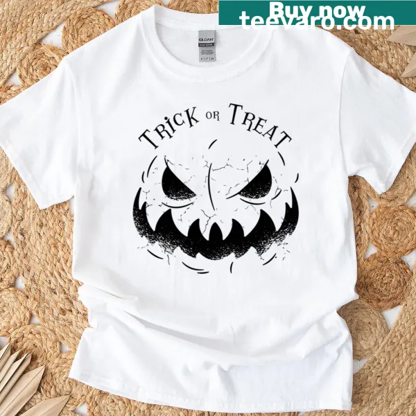 Festive Halloween T-shirt with trick or treat typography