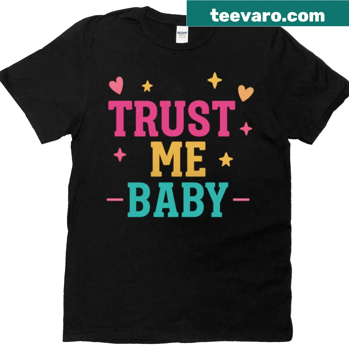 Playful typography t-shirt with a colorful design — on a men's t-shirt