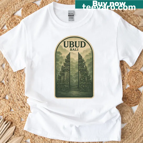 Vintage-style Ubud Bali T-shirt evoking tropical vibes