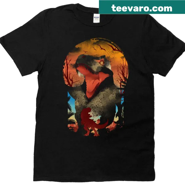 Realistic Ukiyo-style T-rex T-shirt design