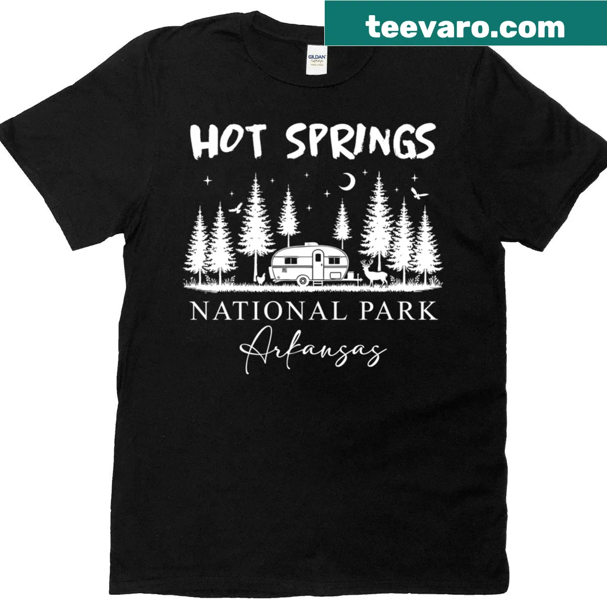 Funny Hot Springs National Park t-shirt with playful vintage text — on a men's t-shirt