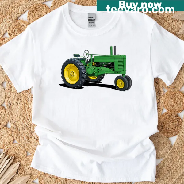 Vintage tractor-themed T-shirt featuring 'John D' design
