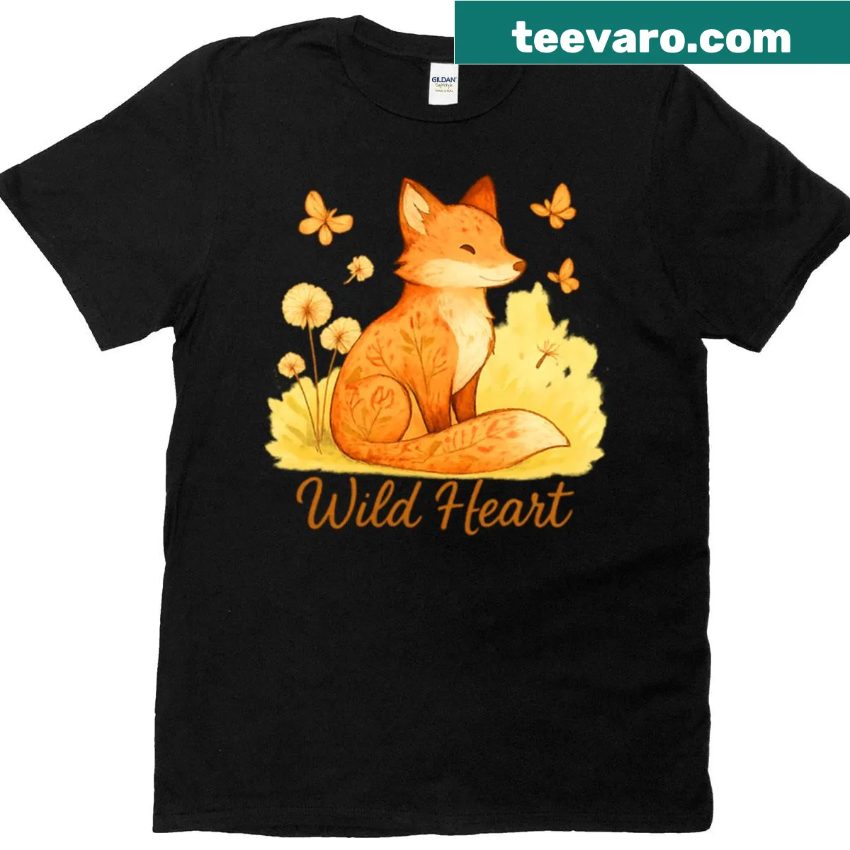 Cute watercolor fox graphic on nature-themed t-shirt — on a men's t-shirt