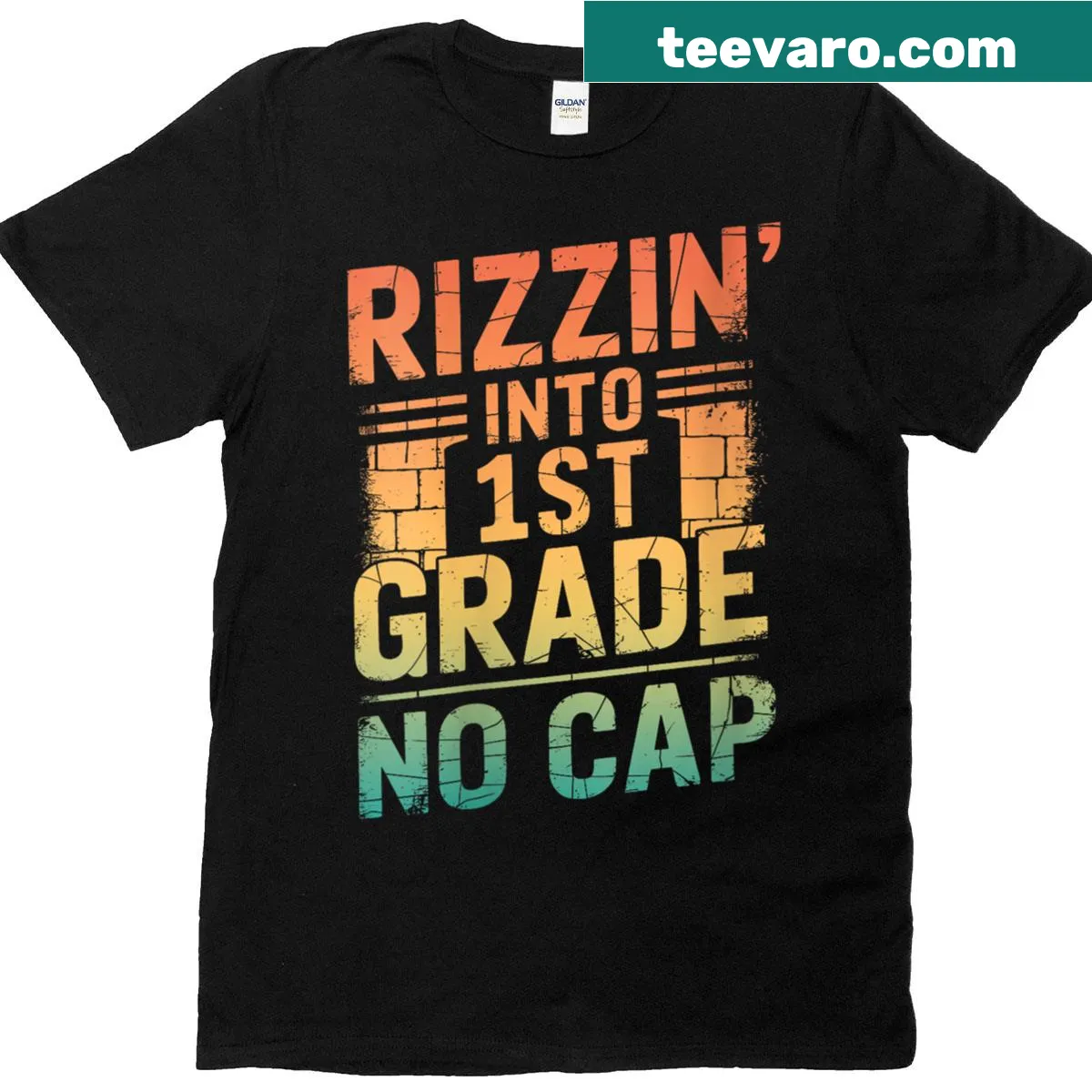 T-shirt for first graders with 'Rizzin Into 1st Grade' slogan — on a men's t-shirt