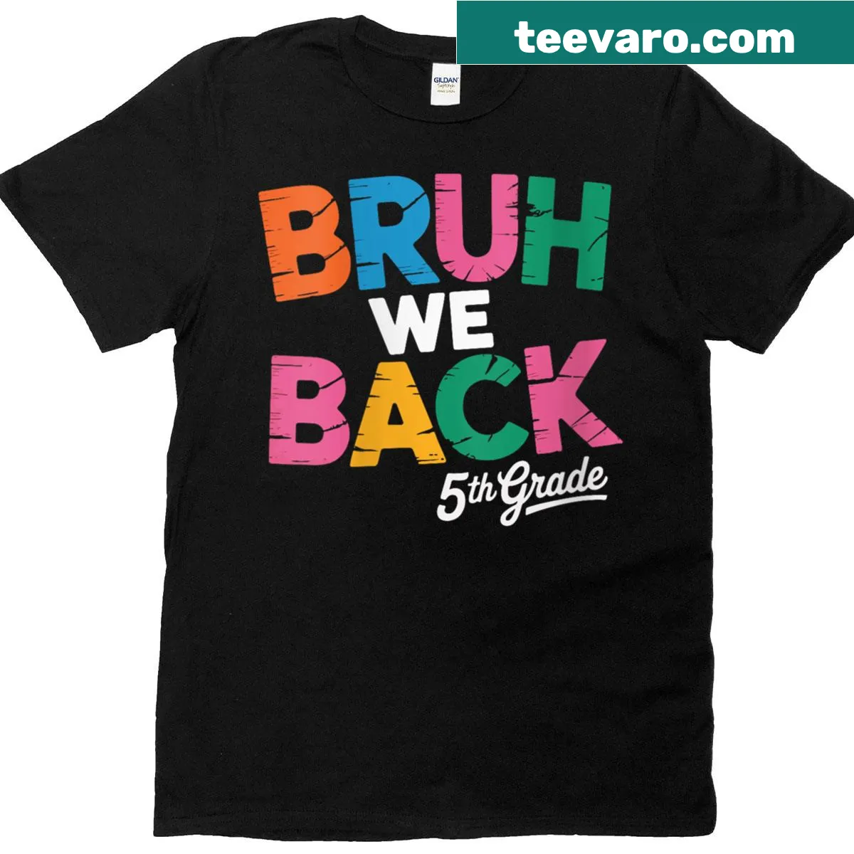Fun school style T-shirt with 'Bruh, We Back!' text — on a men's t-shirt