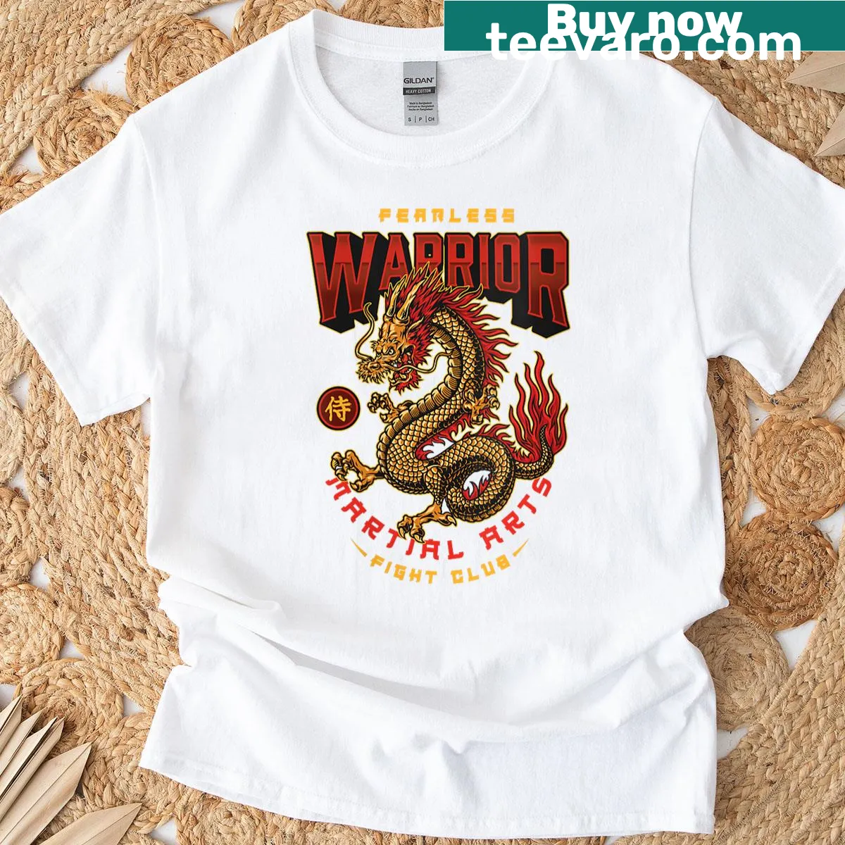 Illustration of a dragon warrior in urban aesthetic style on a women's t-shirt — on a men's t-shirt