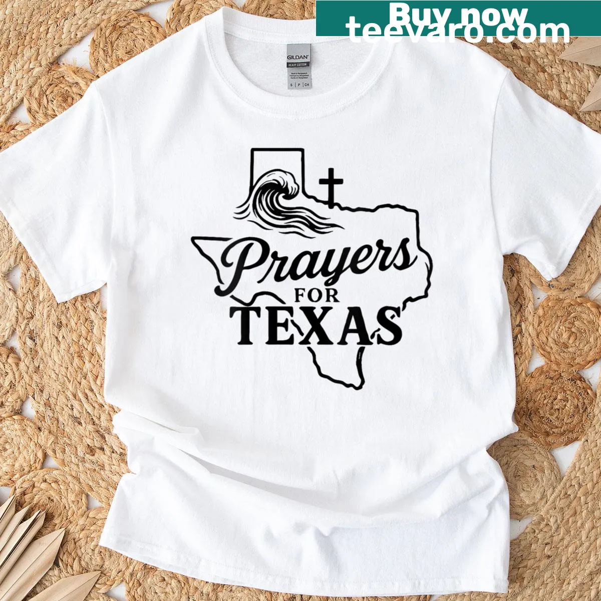 Typography t-shirt with 'Prayers for Texas' design — on a men's t-shirt