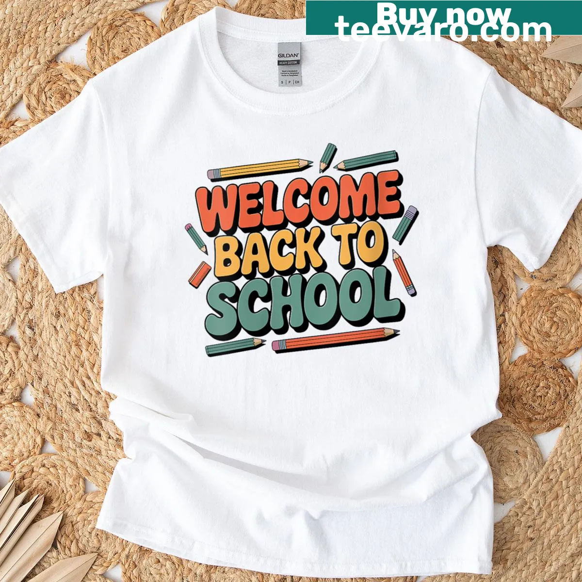 Typography t-shirt celebrating teachers and students on the first day of school — on a men's t-shirt