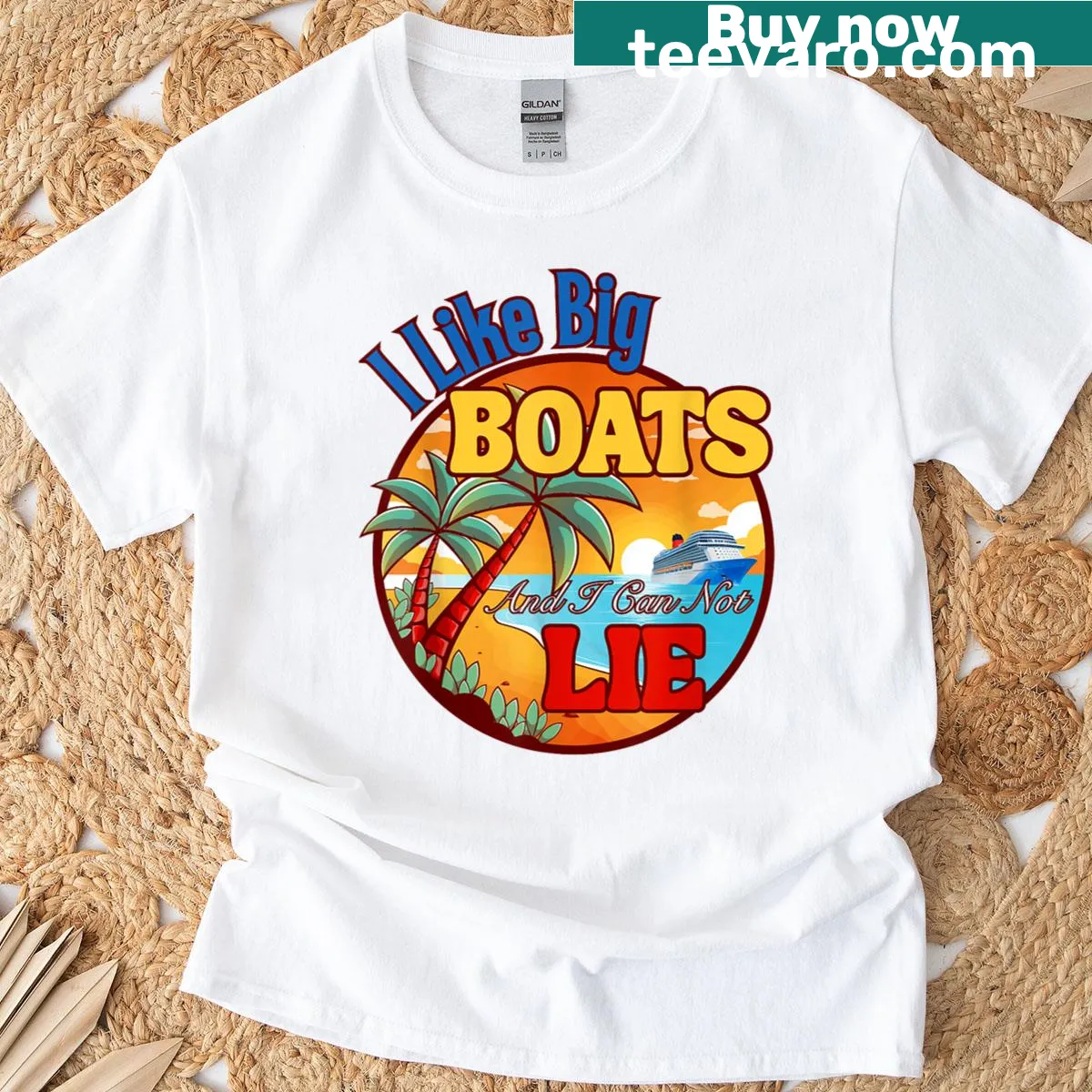 Funny I Like Big Boats T-shirt with nautical theme — on a men's t-shirt