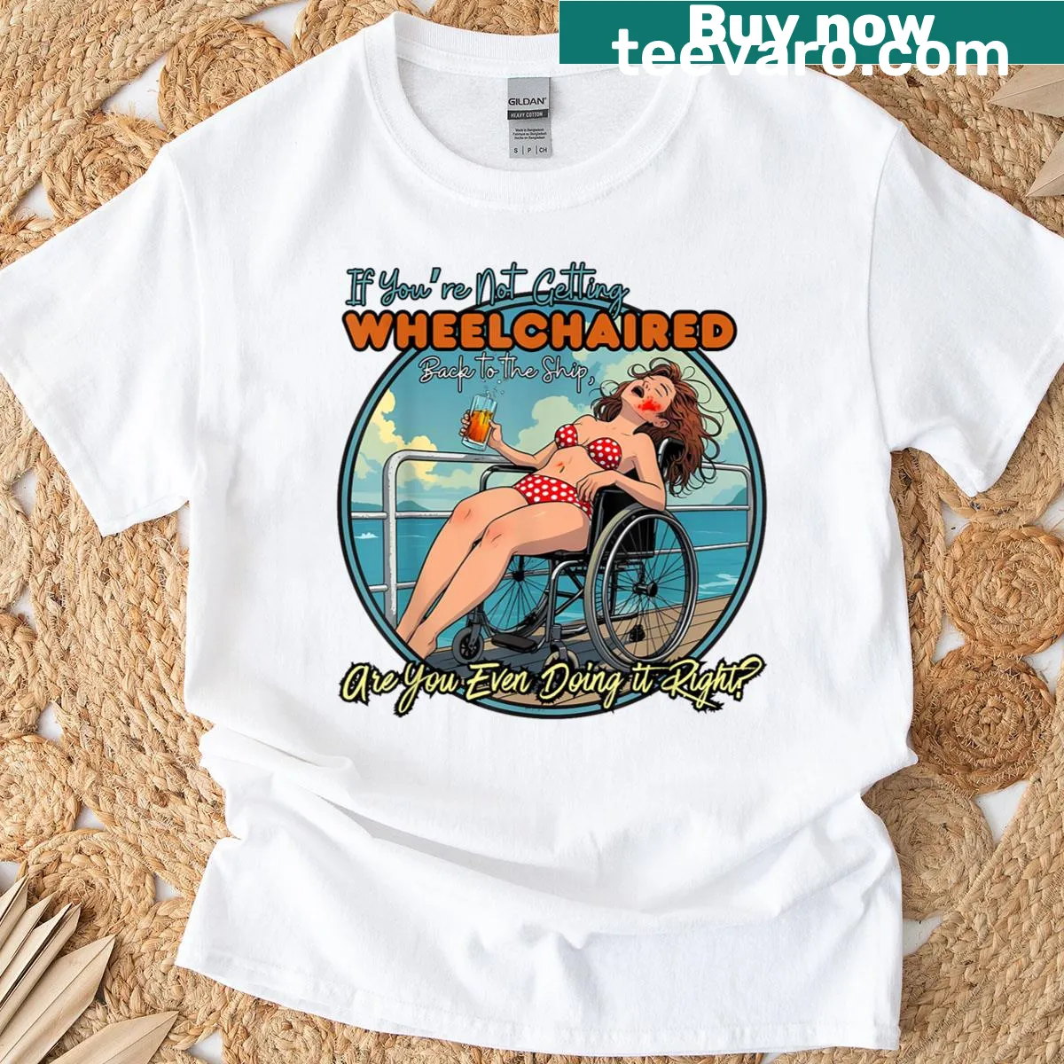 Funny Cruise Ship Vacation T-shirt with playful text — on a men's t-shirt