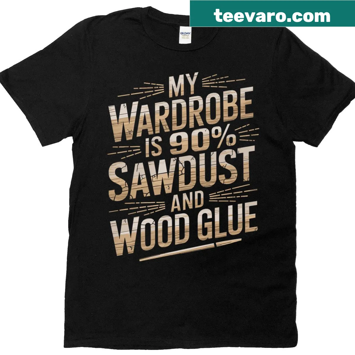 Humorous woodworking quote on t-shirt — on a men's t-shirt