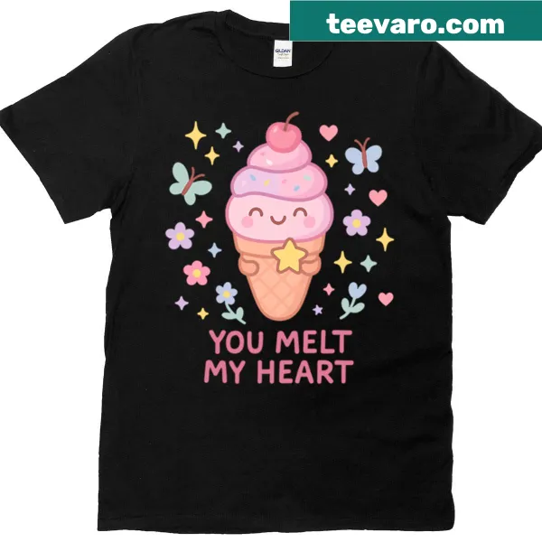 Cute pastel ice cream cone t-shirt with melting design