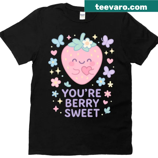Cute pastel strawberry t-shirt with pun design