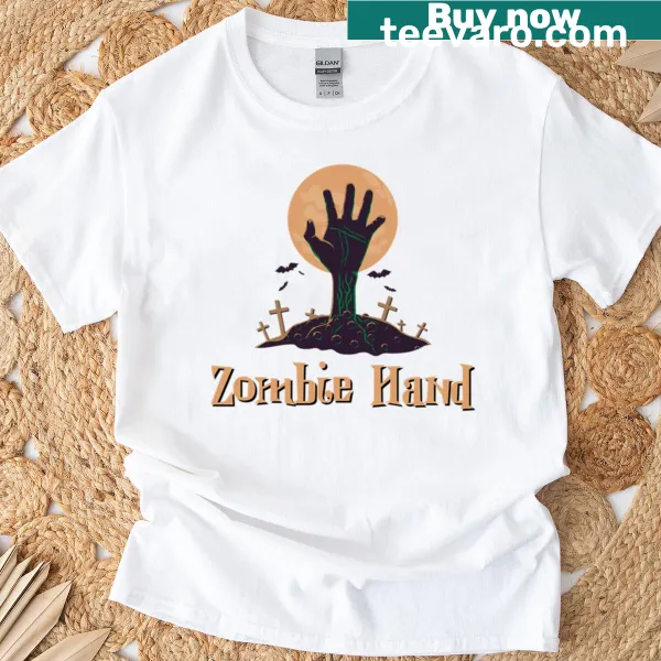 Illustration of a scary zombie hand on a t-shirt