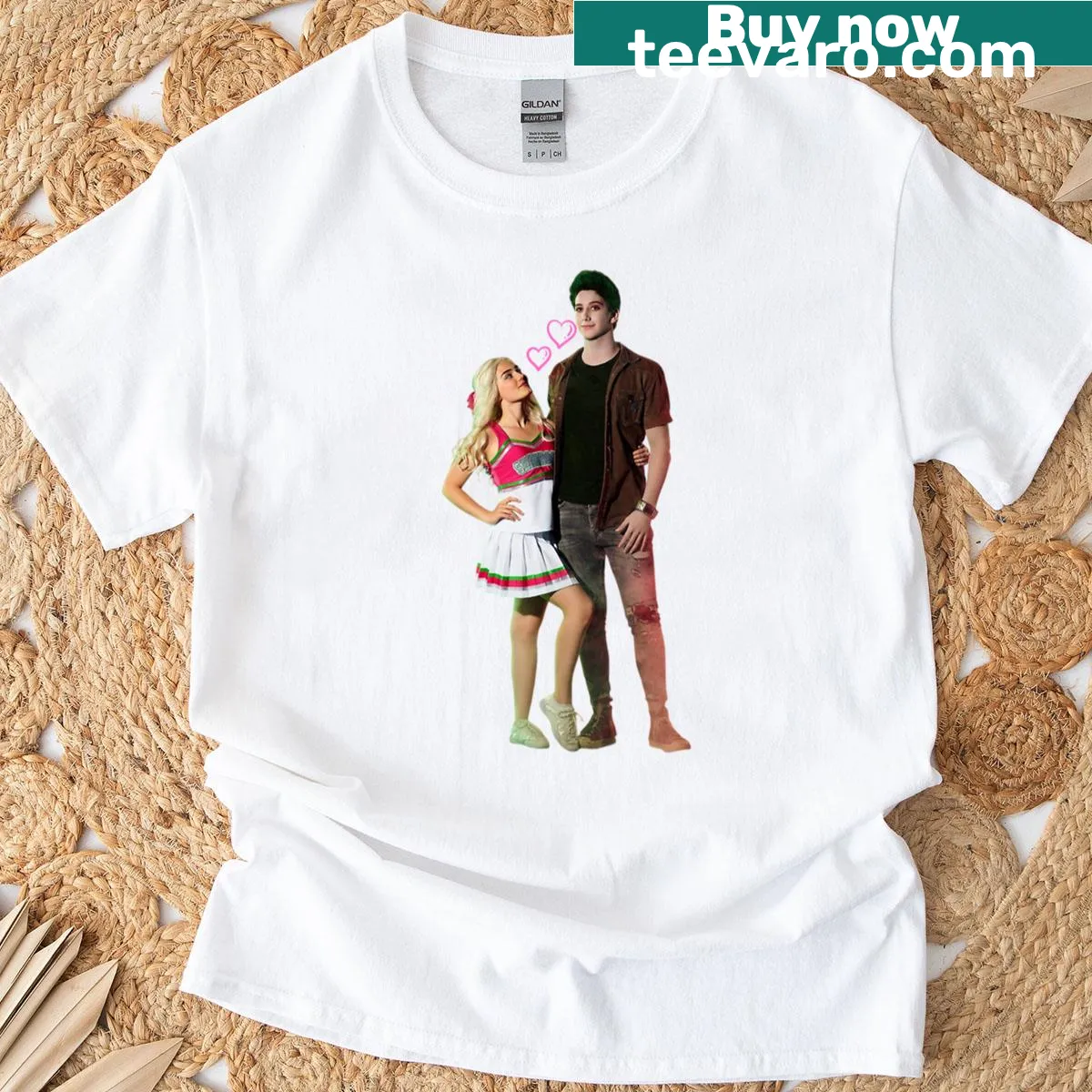 Zombies Addison and Zed illustration on a t-shirt — on a men's t-shirt