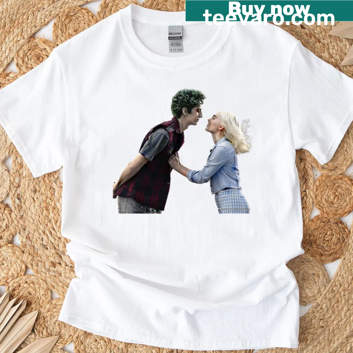 Oversized T-shirt featuring nostalgic Zed and Addison zombie design — on a men's t-shirt