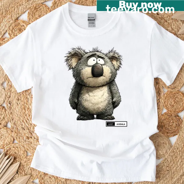Oversized T-shirt with a cute cartoon koala illustration
