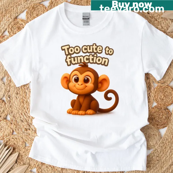 T-shirt featuring an adorable monkey graphic with text