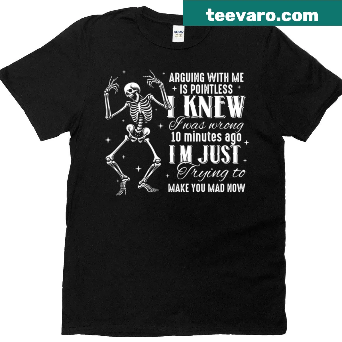 Sarcastic saying T-shirt stating Arguing With Me Is Pointless — on a men's t-shirt