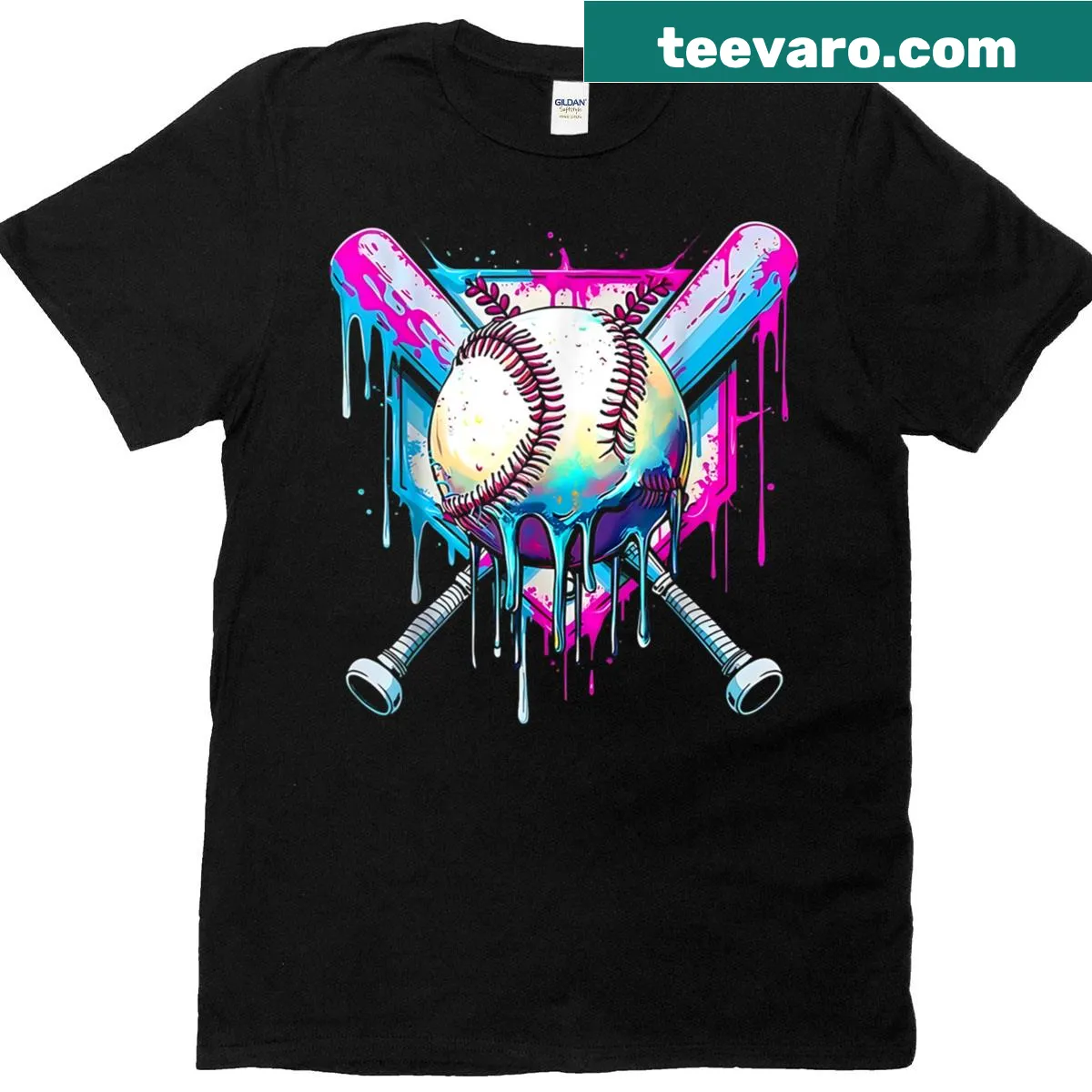 Ice cream baseball t-shirt for boys with drip design — on a men's t-shirt