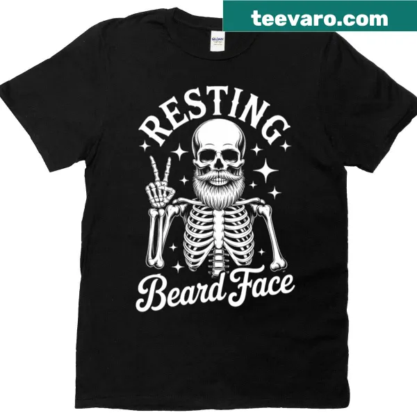Funny skeleton T-shirt designed for bearded dads, perfect for Father's Day