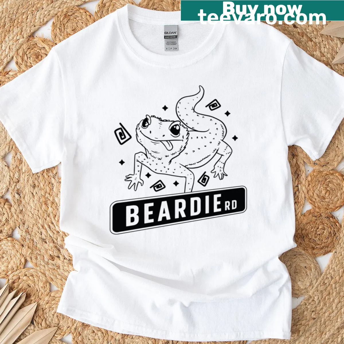Herpetology themed graphic for bearded dragon lovers on t-shirt — on a men's t-shirt