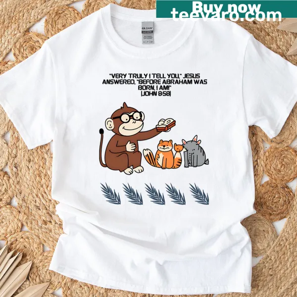 T-shirt with Jesus quote and cute animal illustrations