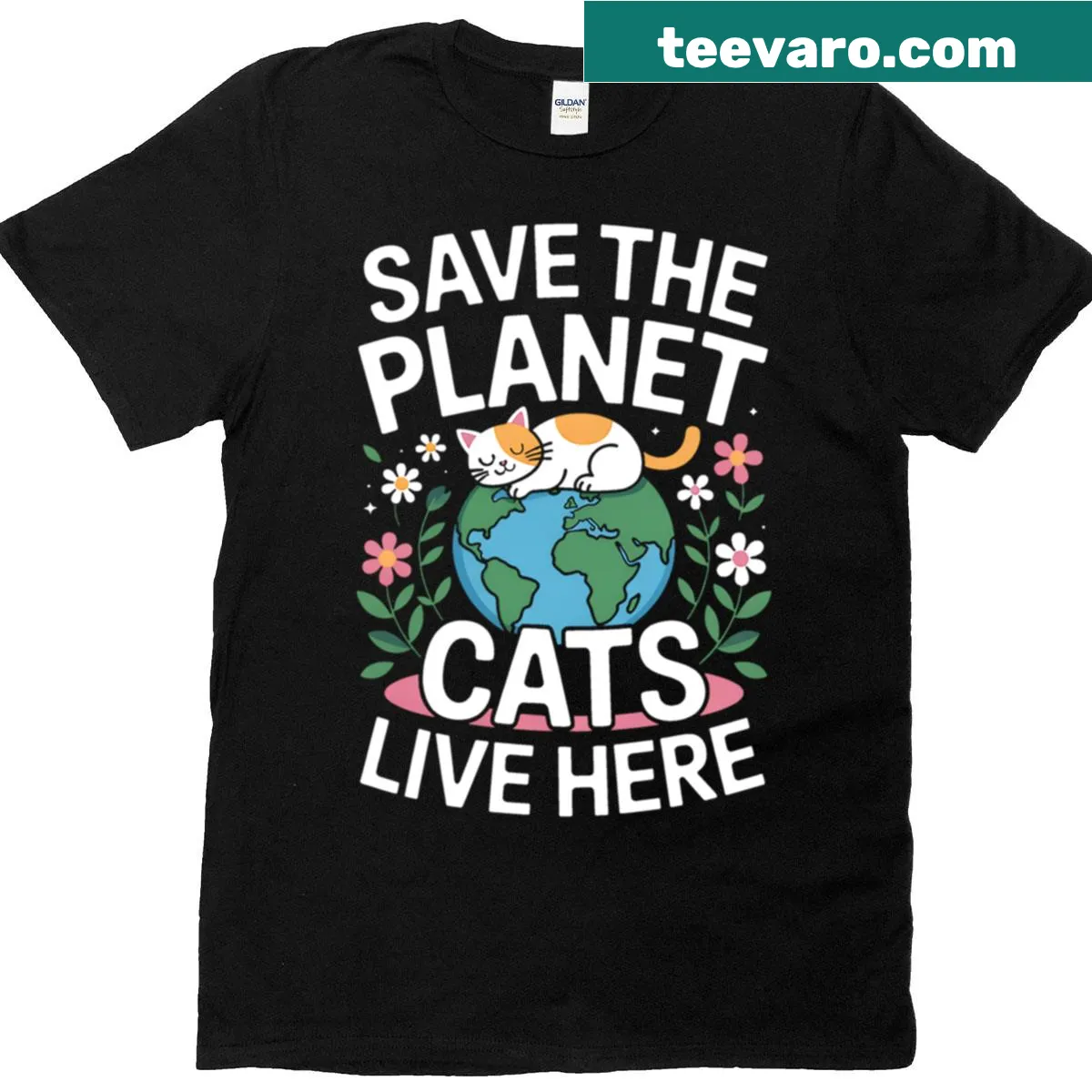 Funny oversized t-shirt for cat moms featuring 'Best Cat Mom Ever' text — on a men's t-shirt