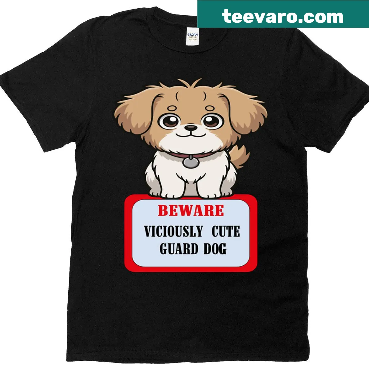 Oversized t-shirt with a cute guard dog illustration. — on a men's t-shirt