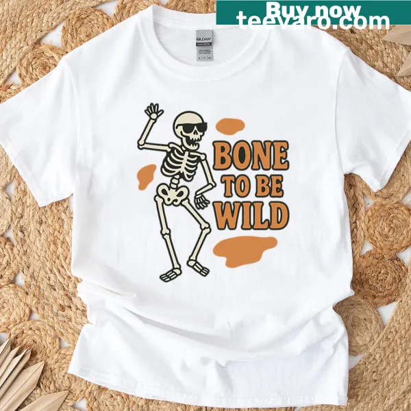 Playful dancing skeleton design for Halloween T-shirt