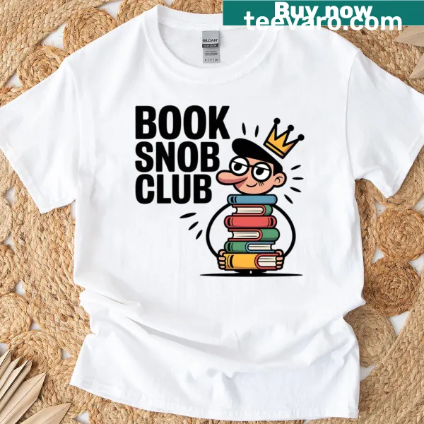 Funny t-shirt with 'Book Snob Club' text