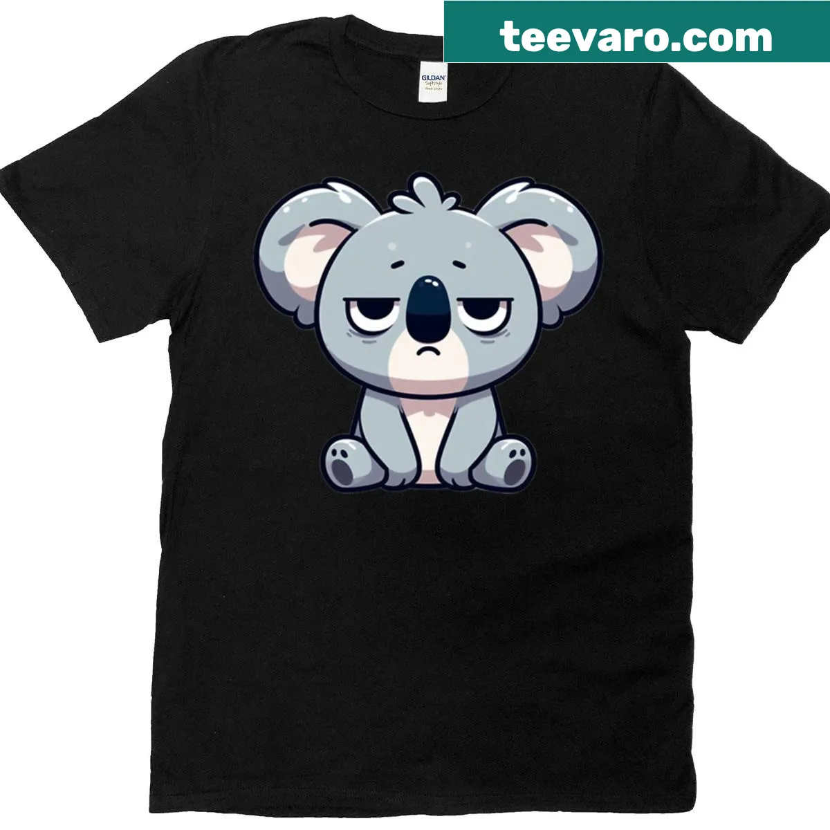 Funny cartoon koala T-shirt with bored expression — on a men's t-shirt
